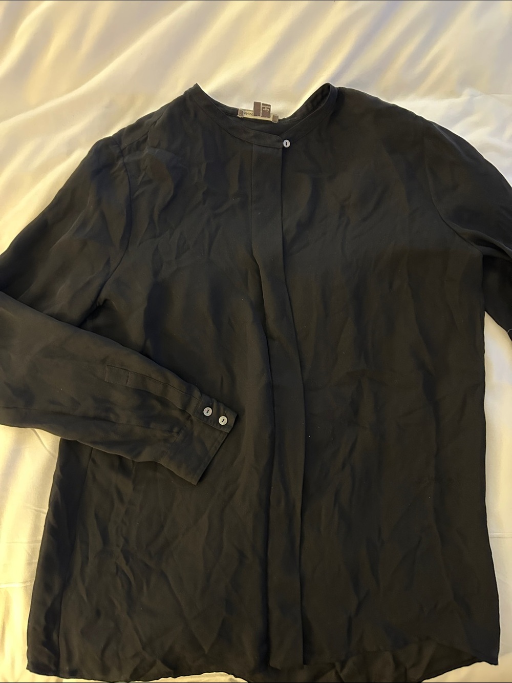 Vince Black Lightweight Button-Front Silk Shirt